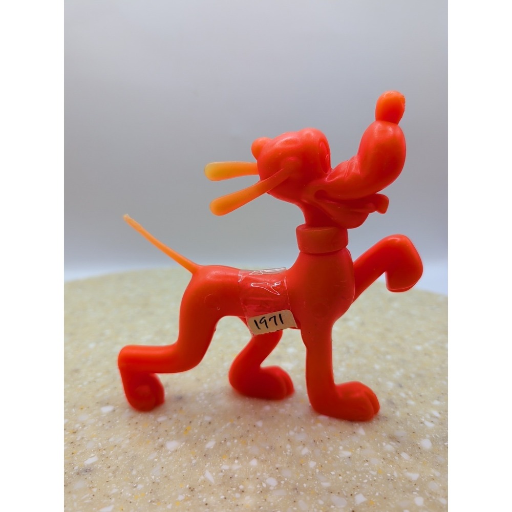 Louis Marx 1971 Disney Pluto Red Plastic Toy Figure